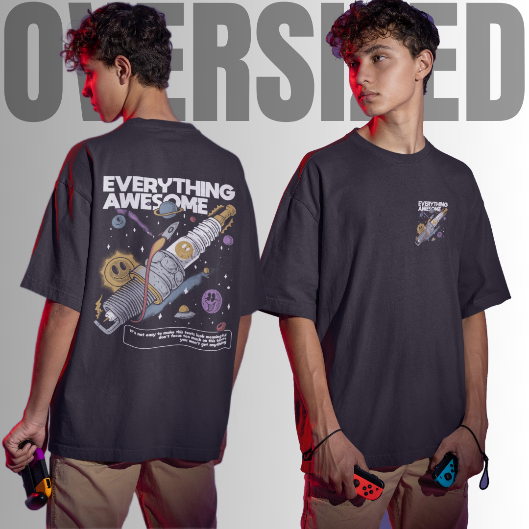 Everything Awesome Black Oversized T-Shirt