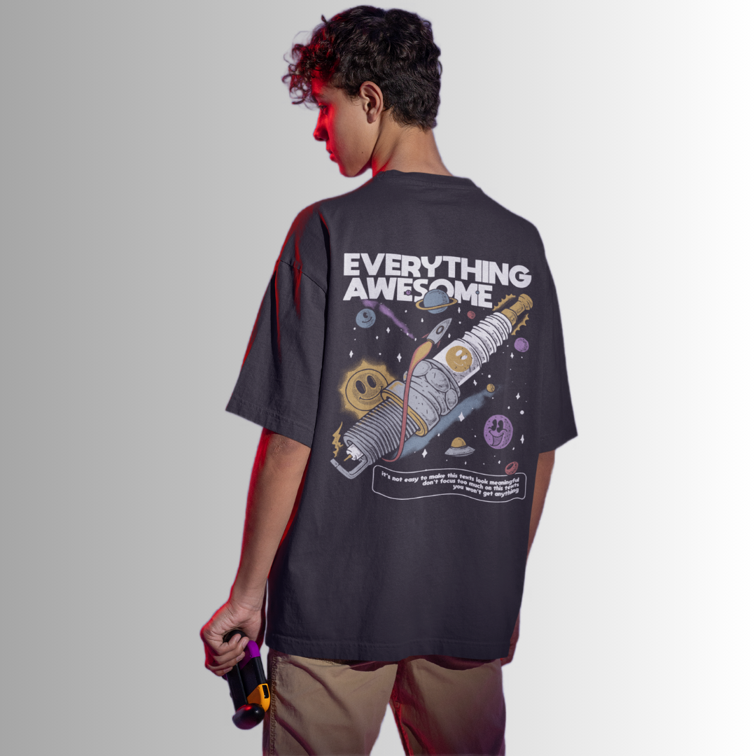 Everything Awesome Black Oversized T-Shirt