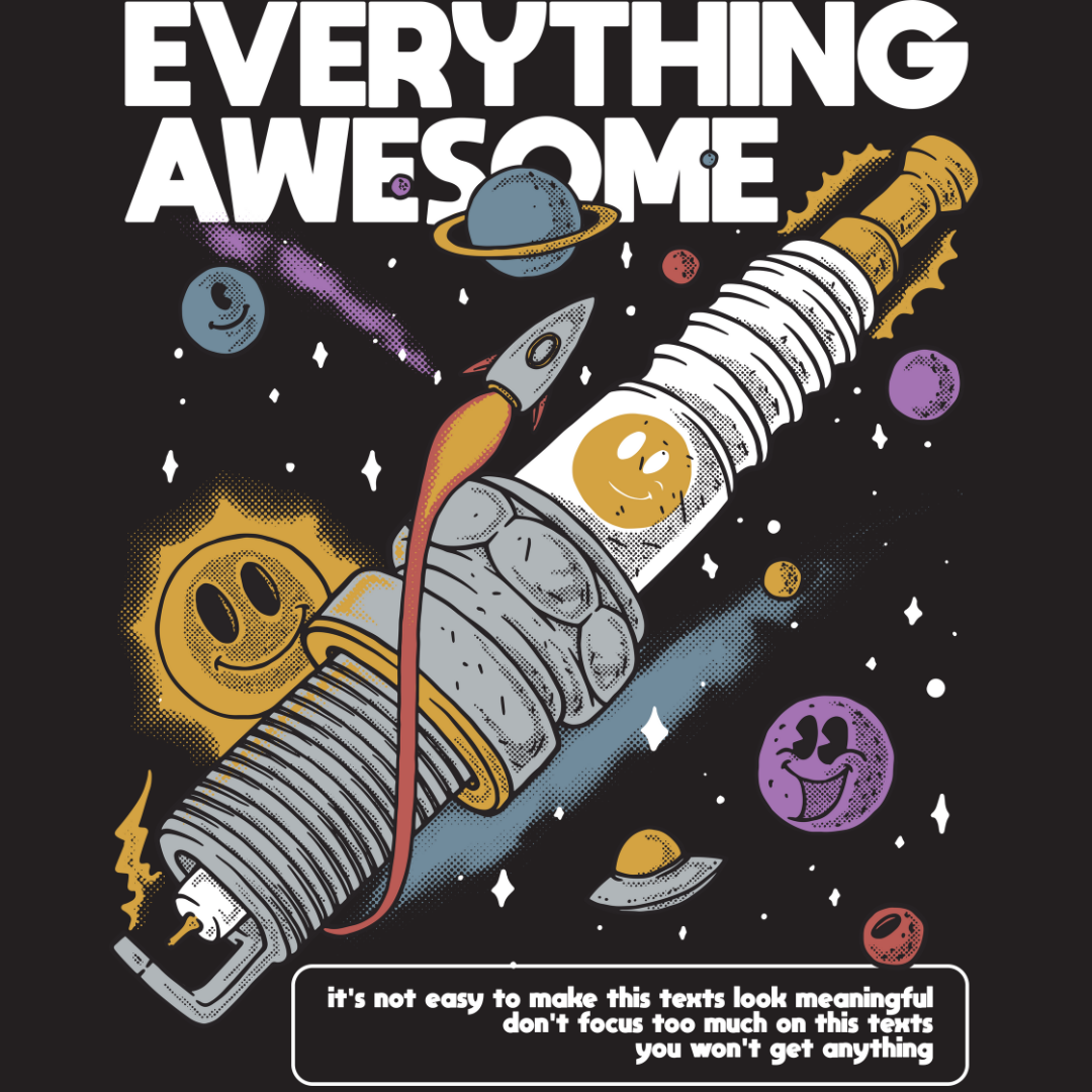 Everything Awesome Black Oversized T-Shirt