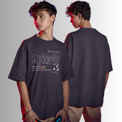 Rewind Black Oversized T-Shirt