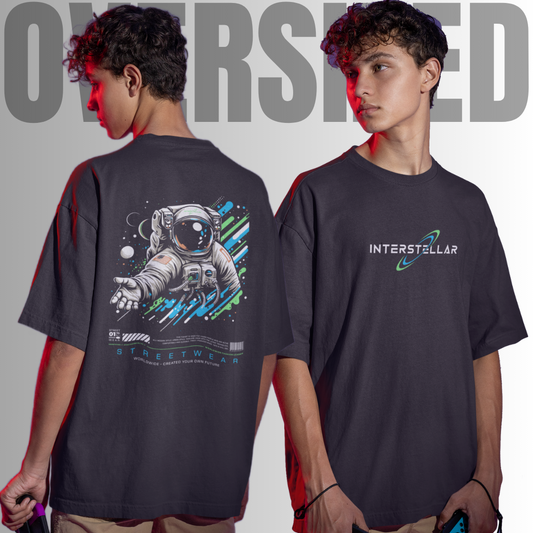 Interstellar Explorer Oversized T-Shirt - Black