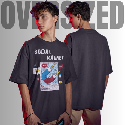 Social Magnet Oversized T-Shirt - Black