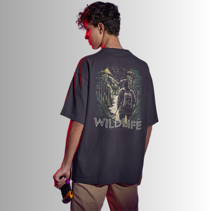 Wildlife Black Oversized T-shirt