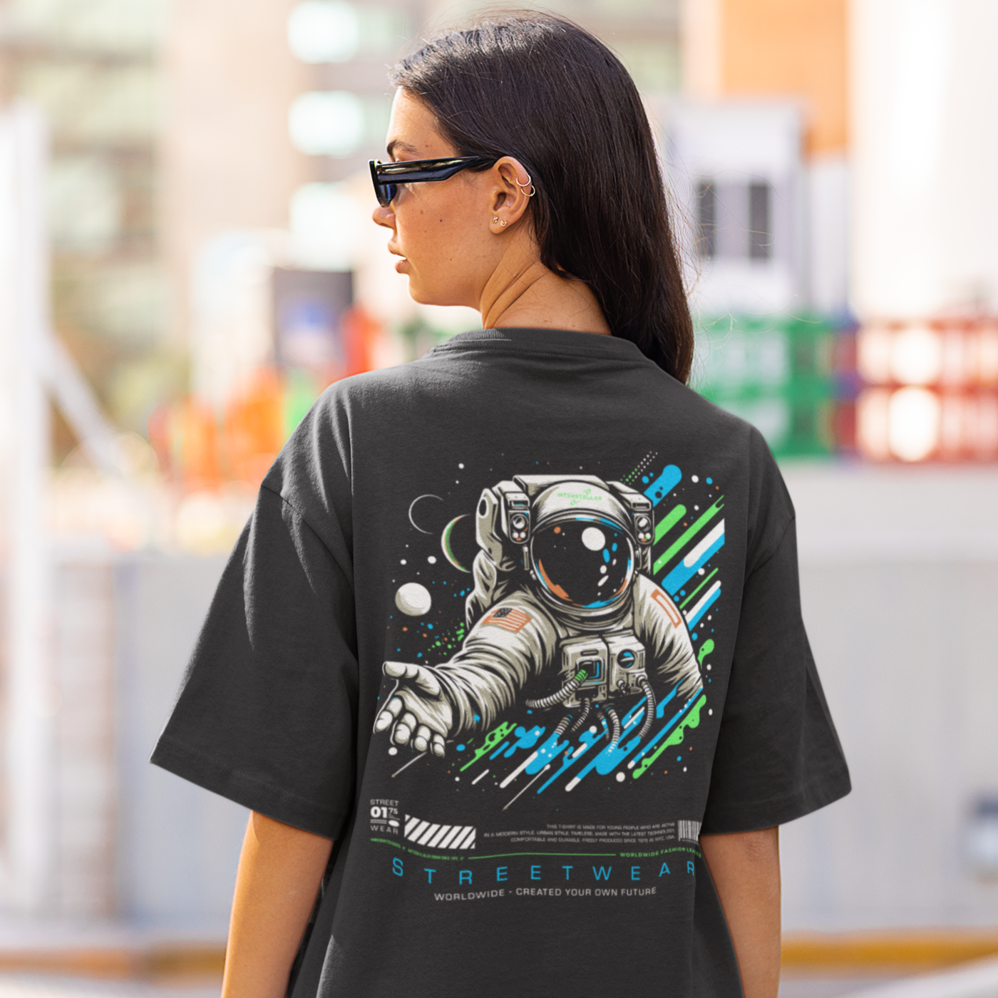 Interstellar Explorer Oversized T-Shirt - Black