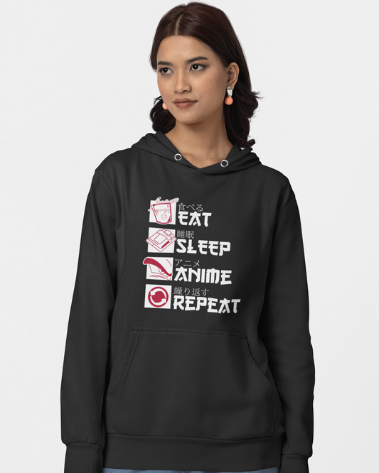 Eat, Sleep, Anime, Repeat Hoodie