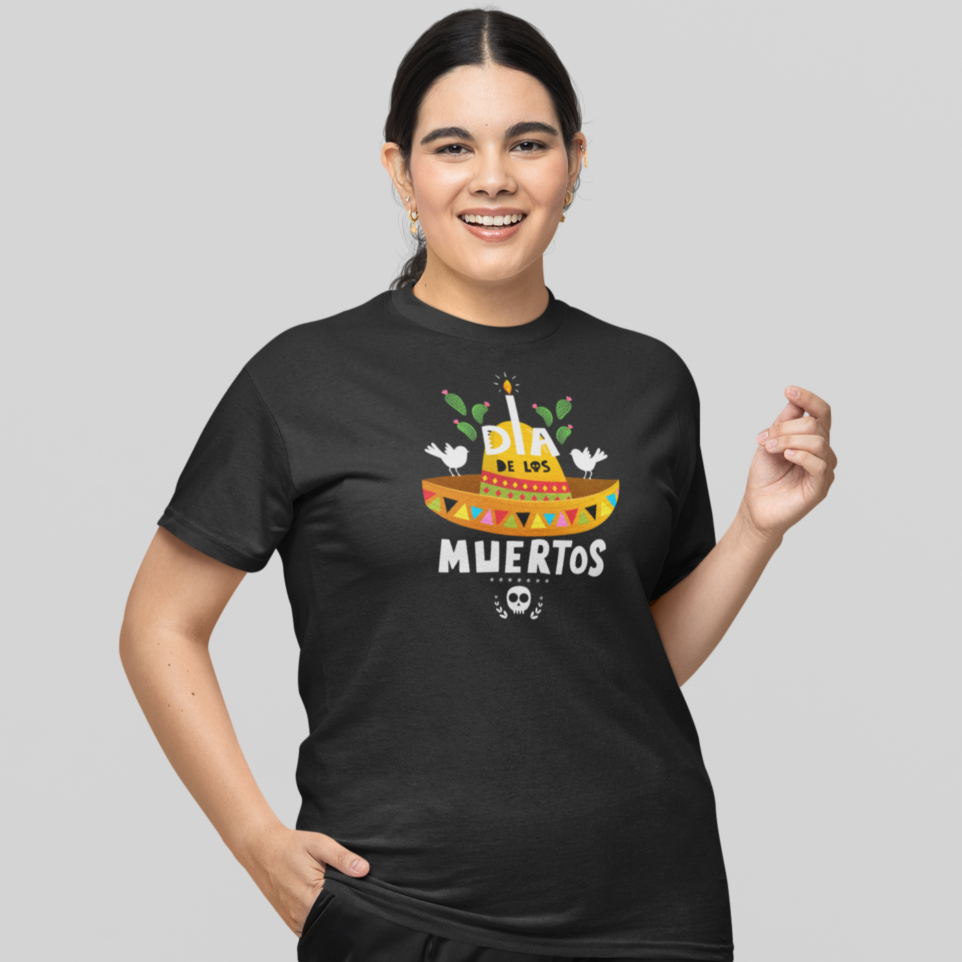 Spanish Dia De Los Muertos Black T-Shirt