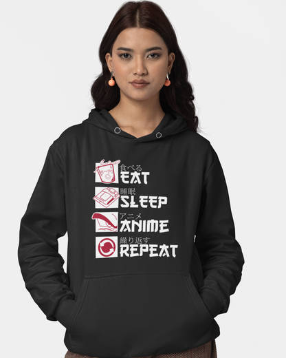 Eat, Sleep, Anime, Repeat Hoodie