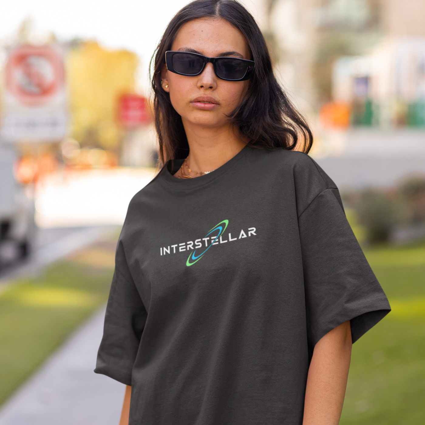 Interstellar Explorer Oversized T-Shirt - Black