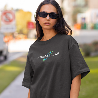 Interstellar Explorer Oversized T-Shirt - Black